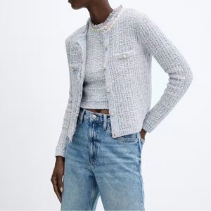 NWT Tweed cardigan with jewel buttons